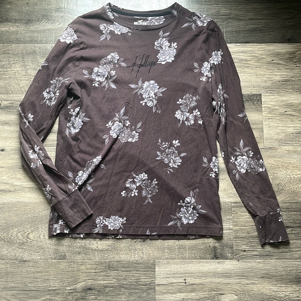 Hollister Mens Crewneck Long Sleeve Floral Shirt Size M Medium